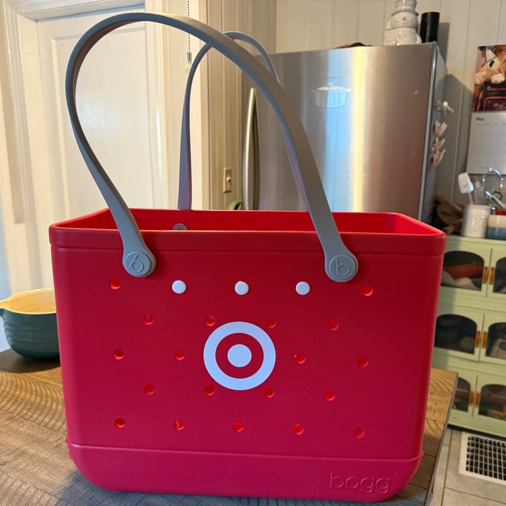 Target Red Bogg Large Tote Bag with Gray Handles